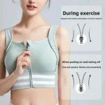 Zipper Front Closure Sports Bra Fitness Crop Tops with Built in Bra Gym Yoga Workout Padded Tank Top Athletic Vest Plus Size