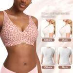 Deep V Jelly Bras Wireless Comfortable Bra Supportive No Underwire Bras Tshirt Push Up Bralette Pink Leopard Plunge Seamless Bra