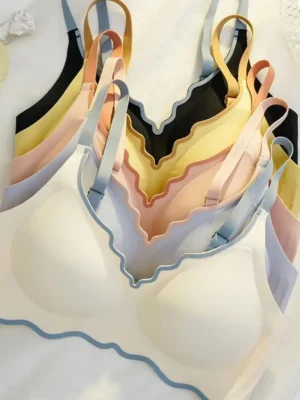 No Trace Contrasting Color Women's Thin Bra Push-up One-piece Comfortable Small Chest Push-up Beautiful Back Underwear For Women